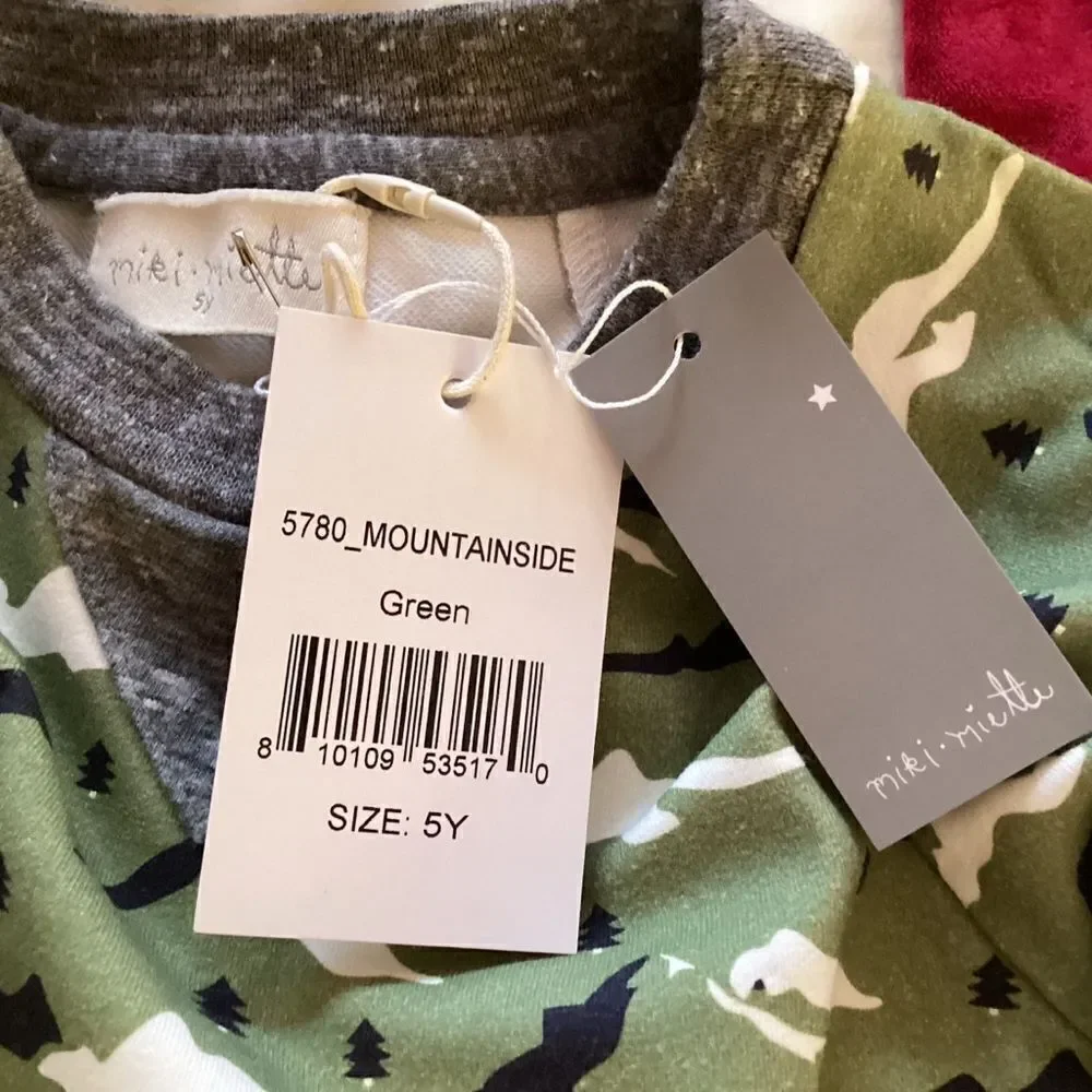 NWT. Miki Miette Brand Boys Long Sleeve Mountainside Print Shirts Sz 3T and 5